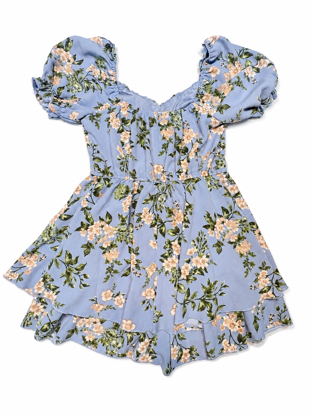 Inspired Hearts floral-print puff-sleeve romper shorts set medium - Picture 3 of 10